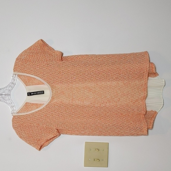 Lord & Taylor Design Lab Peach Blouse Accordion Pleated Back Shirt - Picture 1 of 3